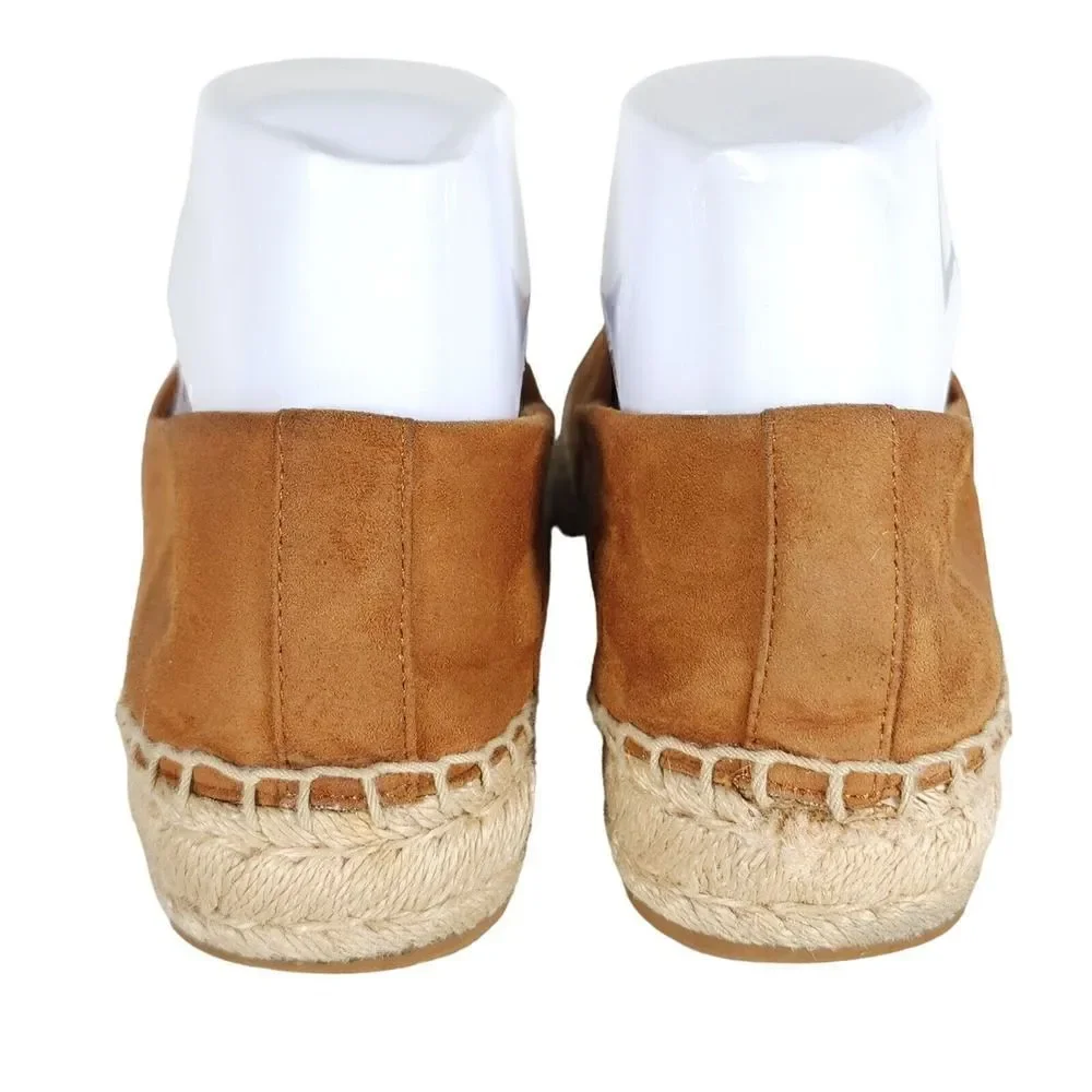 Tory Burch Women's US 7,5M Brown Leather Suede Flats Slip-On Espadrilles Shoes